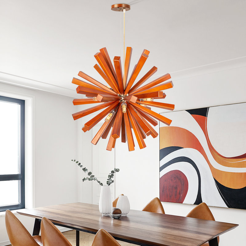 Lustre géométrique 10 lumières à DEL Aseda, H 87 po x l 28,34 po x P 28,34 po