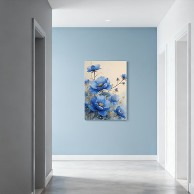 «Blue Poppy», ensemble de 1 reproduction d'art sur toile tendue sur toile