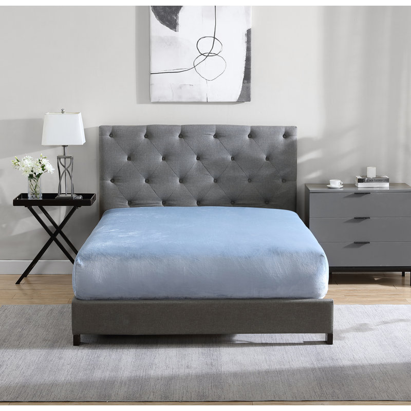 Blue Fog Full Flannel Plush Fitted Sheet