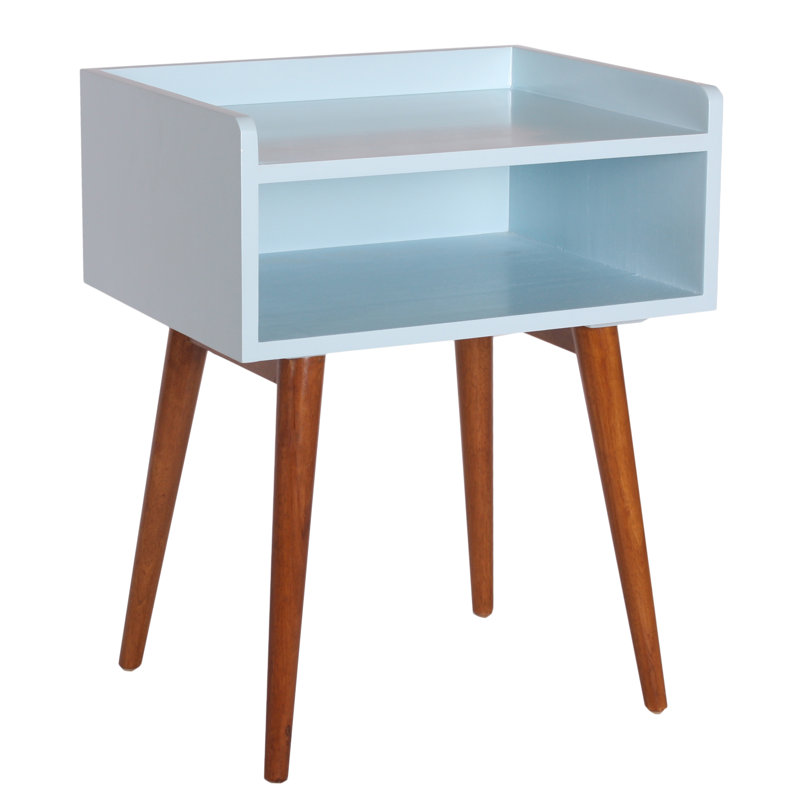 50.8cm W Solid Wood Bedside Table, Aqua