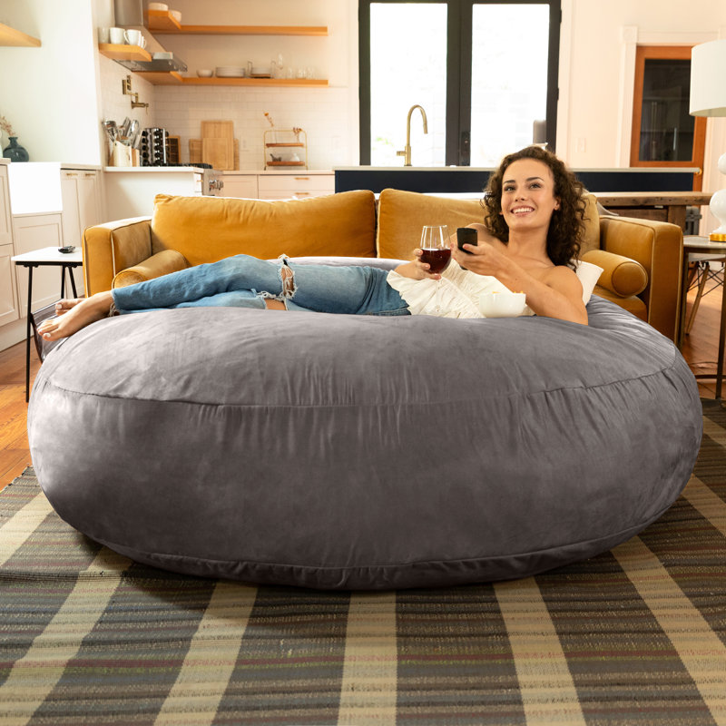 Jaxx 6 Foot Cocoon - 2-in-1 Convertible Bean Bag Bed & Large Bean Bag Chair for Adults , Charcoal Microsuede