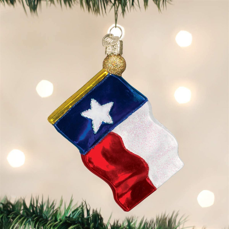 Ornement en verre soufflé pour arbre de Noël Old World Christmas, drapeau de l'État du Texas