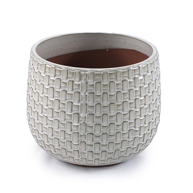 Three-piece Set of Ceramic Flowerpots for Patio, Garden or Windowsills with Contemporary Design and Versatile Use