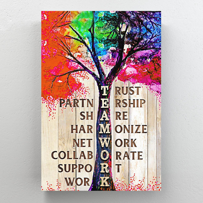 A Colorful Tree - Teamwork - 1 pièce, impression sur toile tendue, H 20 po x l 16 po x P 2 po