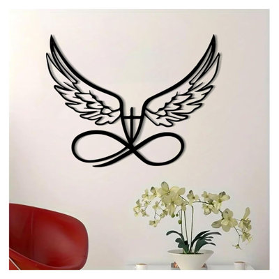 Angel Wings Metal Wall Art Heart Decor