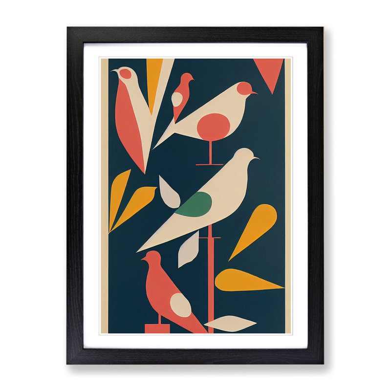 Nante Dove Bird Abstract Vol.1 1 Piece Single Picture Frame Wall Art, 64" H x 46" W, Black