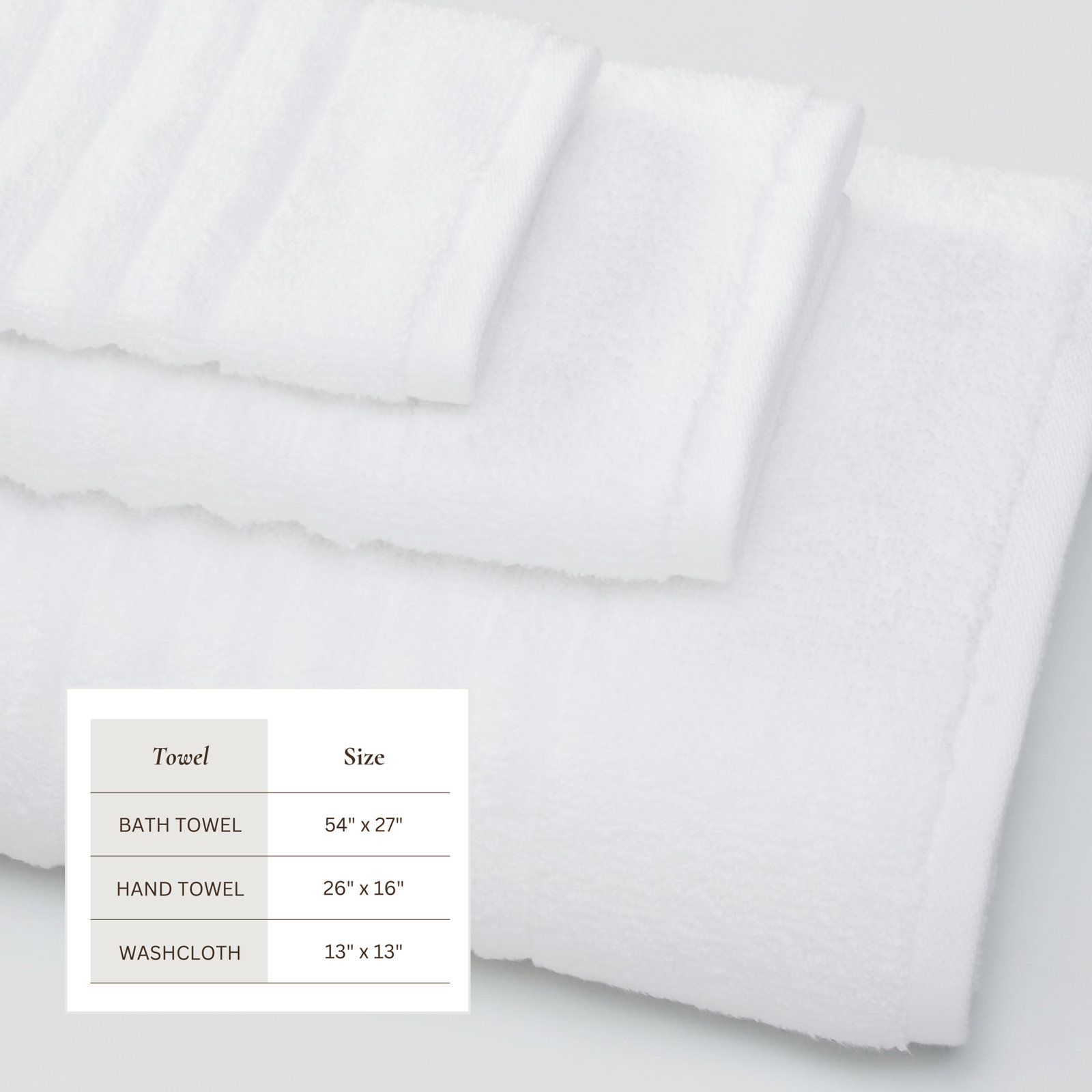 Zero-Twist Cotton Ribbed Hand Towels, White, 6 Piece Towel Set
