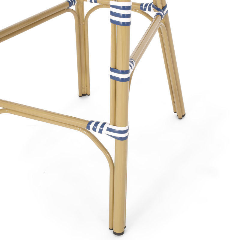 Outdoor French  2  - 29.5" Height, Navy Blue And White, Aluminum Frame With Effect, Pe , Rustproof, Garden  2  -Like Finish, Rust ,
