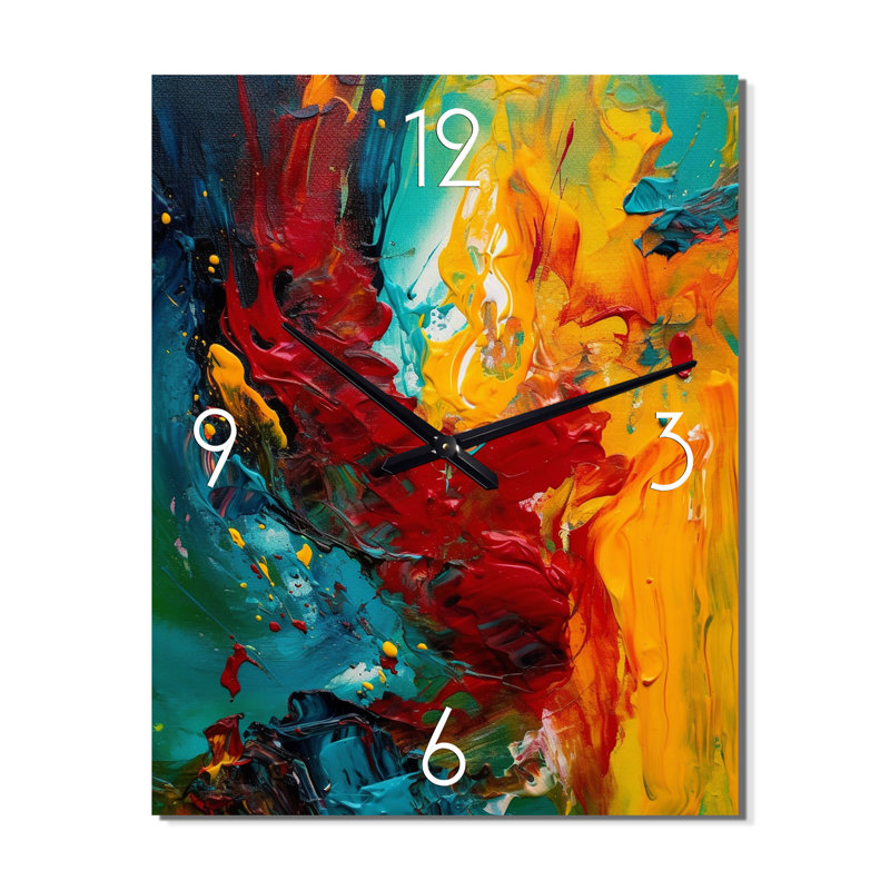 Horloge murale moderne jaune «Abstraction IV» - jaune, Grand