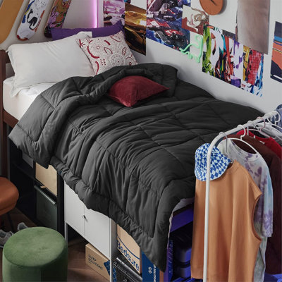 Insert de couette en duvet à carreaux carrés avec lits carrés simple TG - noir, édredon toutes saisons