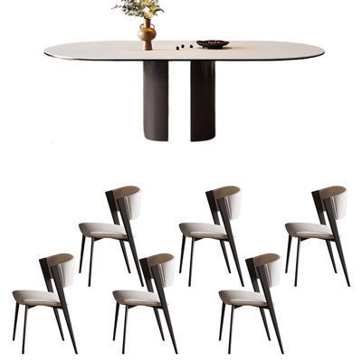 Oval simple sintered stone dining table set
