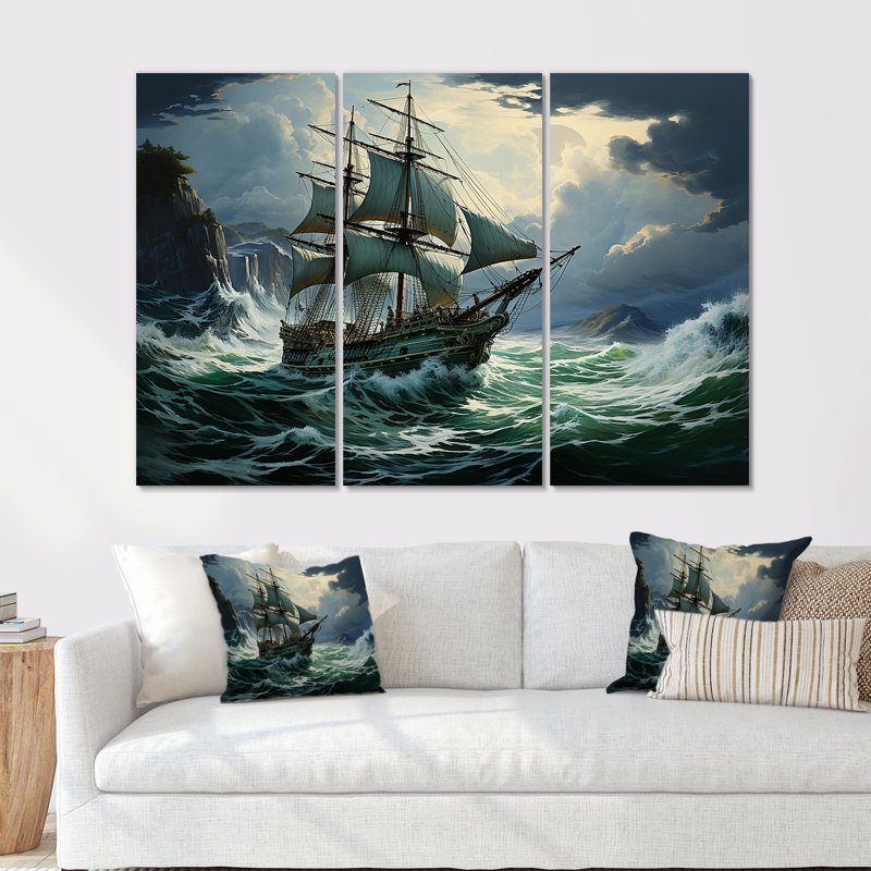 Pirate Sea Sovereigns I - ensemble d'art mural pirate, Toile tendue, H 40 po x l 60 po x P 1 po