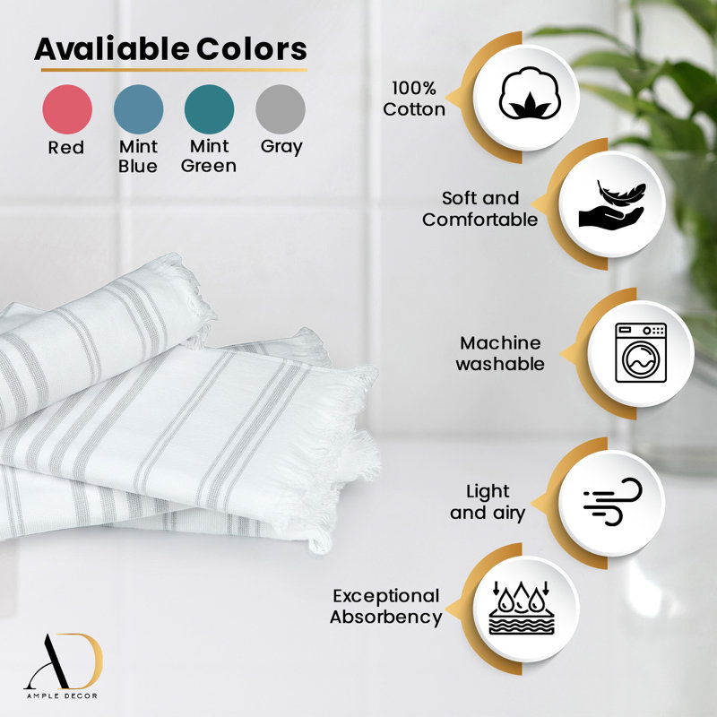 Ensemble de serviettes de cuisine 100% coton Hammam Collection, gris, Essuie-mains - paquet de 4
