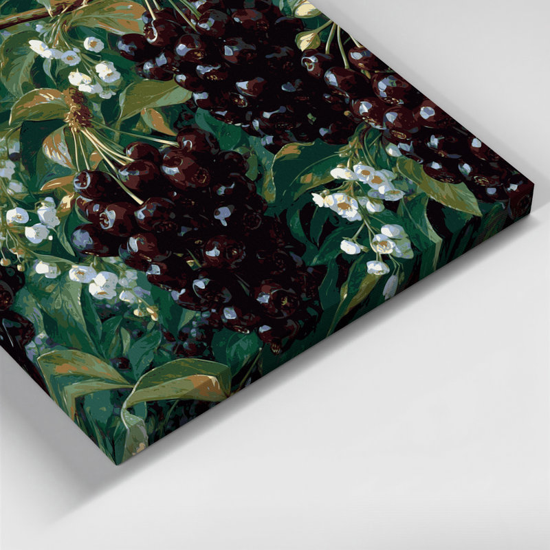 Art mural sur toile noir Fruit Chokecherry, H 8 po x l 8 po