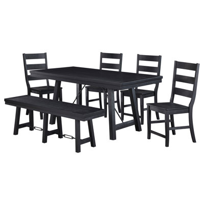 Ensemble de table de salle à manger 6 pièces Black Trestle