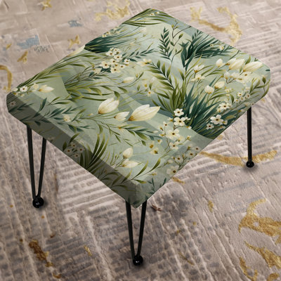 Green Grassland Meadows - Botanical Rectangle Ottoman
