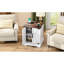 Table de bout en noyer avec fonction de charge - Design rustique et tablette réglable Base blanche Accent latéral foncé-887312965