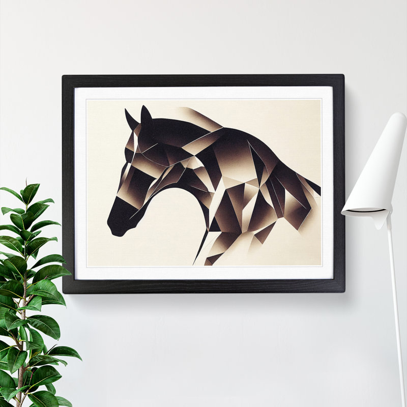 Hopeful Abstract Horse - Single Picture Frame Print, Black, 46cm H x 64cm W x 2cm D
