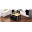 Îlot de cuisine noir de 47 po avec table de salle à manger extensible, table en placage de bois d'hévéa avec support de rangement interne et prise de courant, 2 tiroirs et 2 armoires de rangement-1599651136
