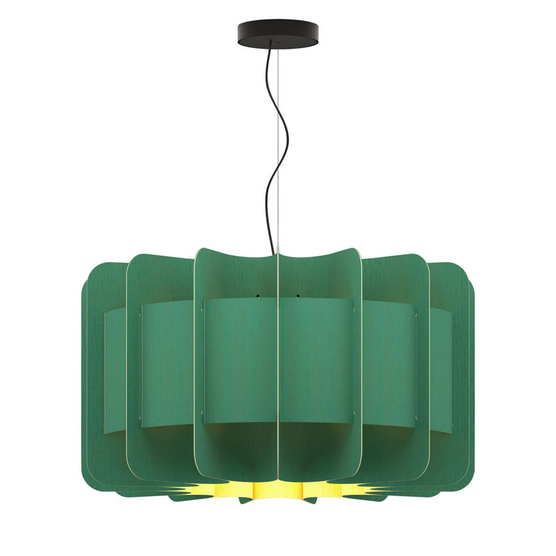 Luminaire suspendu 1 lumière Clarissa, H 16,5 po x l 29,8 po x P 29,8 po, Pétrole clair