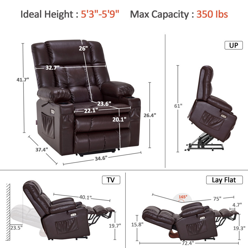 Fauteuil inclinable électrique MCombo, Marron foncé