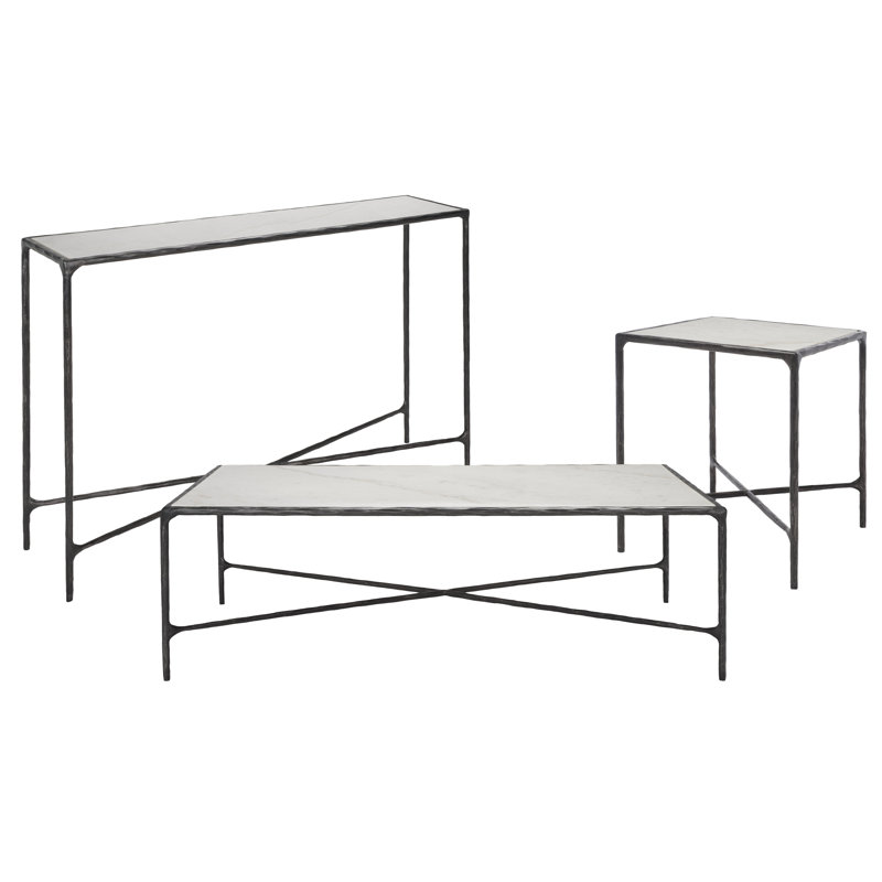 Ensemble de tables basses 3 pièces Evelynn, Noir, gris