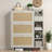 Bohemia Style Shoe Cabinet With 3 Rattan Flip Drawers, 3 Square Shelves And 1 Storage Drawer And Key Hooks-1441309623