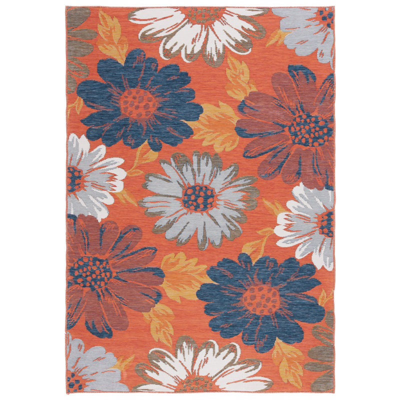 Maezell Sunrise Performance Floral Indoor/Outdoor Area Rug, Rectangle 5'3" x 7'7"