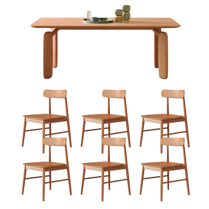 Log Style Premium Cherry Wood Dining Table Set
