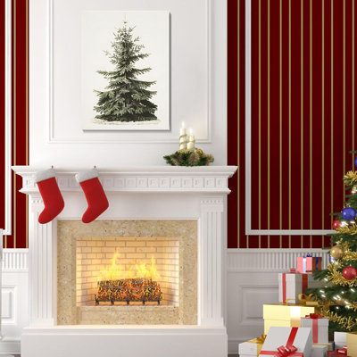 Vintage Christmas Tree Canvas Wall Art (Framed 20x24) Winter Christmas Decor Living Room Pine Tree Print Decor Nature Botanical Winter Art Decoration