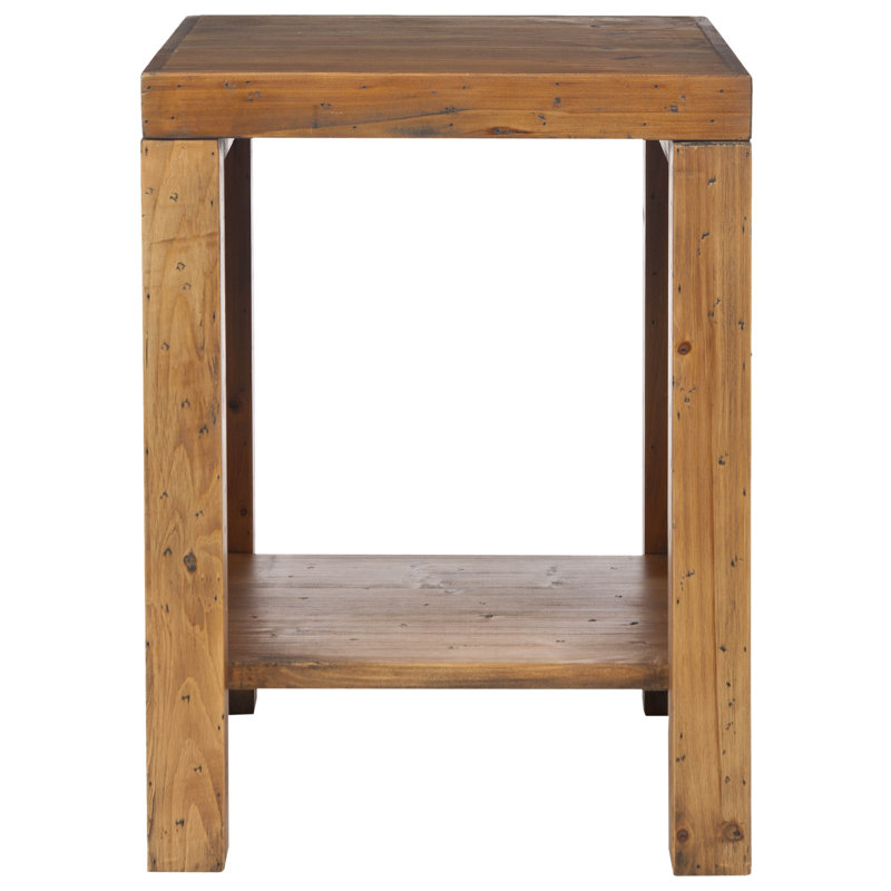 Table de bout en bois massif avec rangement Solon