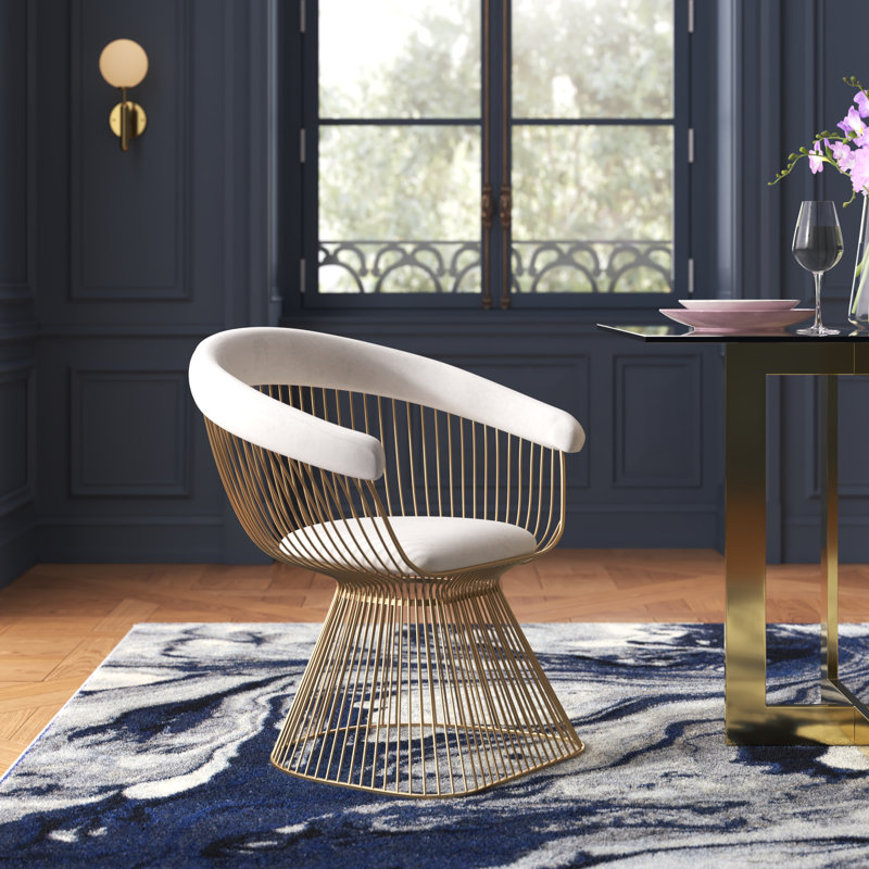 Fauteuil Bryana, Blanc, Or