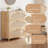 3 Drawer Rattan Dresser for Bedroom, Rattan Modern Dresser Wood Chest of Drawers, Wooden Storage Cabinets for Bedrooms