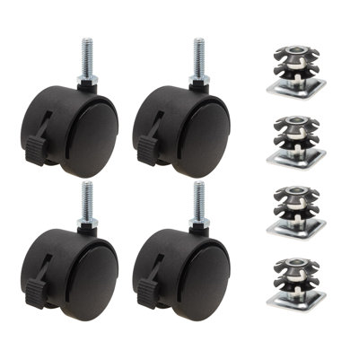 1-1/8in. Square Metal Double Star Caster Inserts With Brakes
