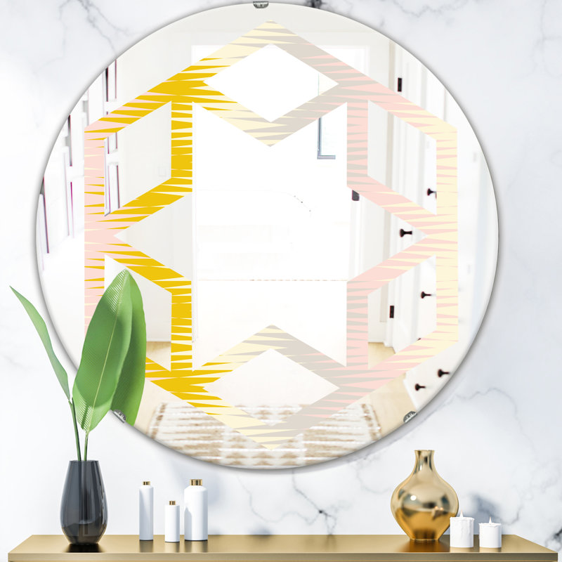 Miroir mural abstrait et contemporain à motif abstrait hexagonal, H 23,6 po x l 23,6 po