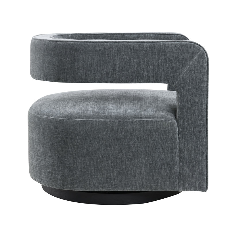 Bilyou Upholstered Swivel Barrel Chair, Charcoal Performance