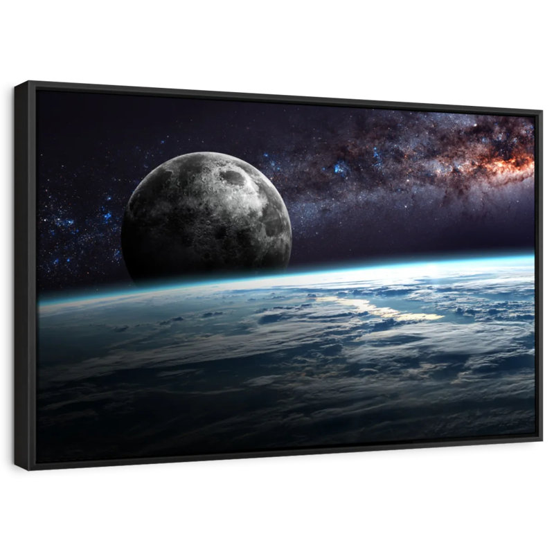 "Terre et lune dans l'espace, art mural", H 9 po x l 13 po