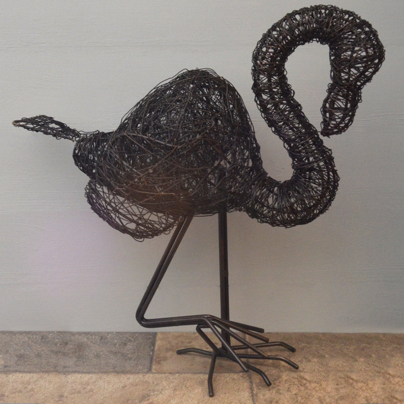 Fortside Flamingo Wire Black Sculpture, Antique Bronze