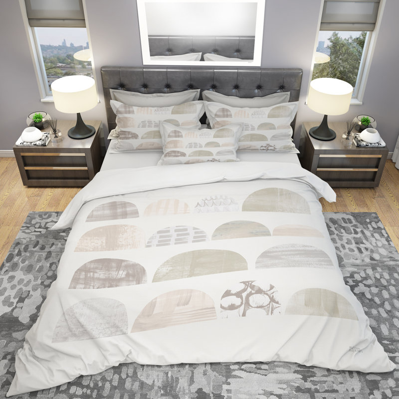 Ensemble de housse de couette Shabby Elegance Geometric Neutral Form V - Microfibre de polyester