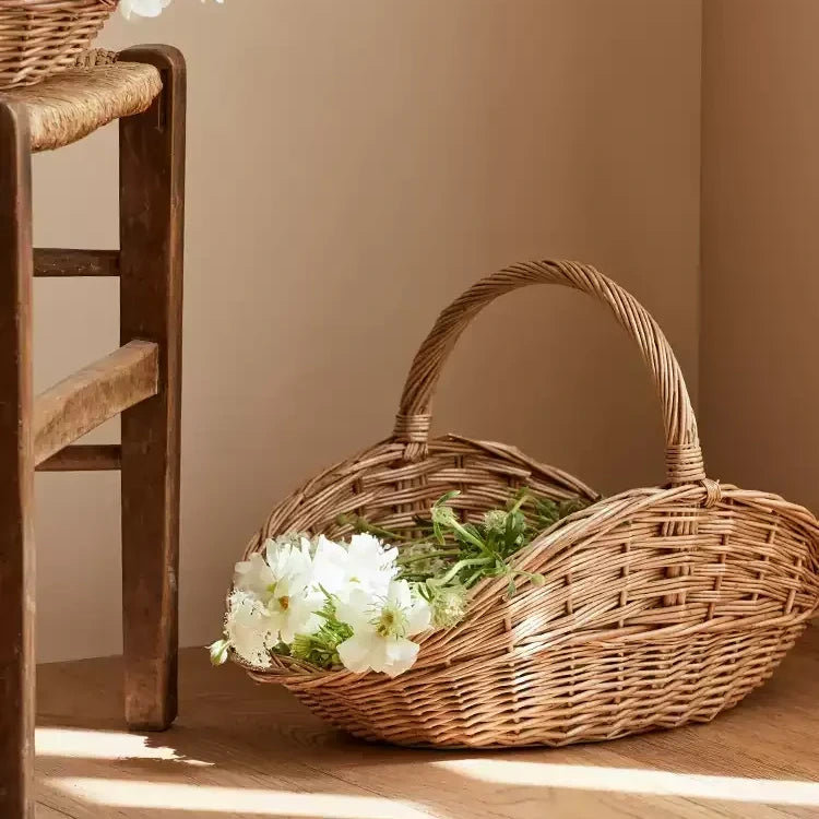 Panier de récolte en osier avec poignées, [Grand]