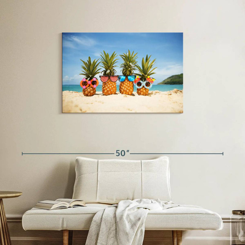 Yarlin Summer Beach Pineapples, 24" H x 36" W