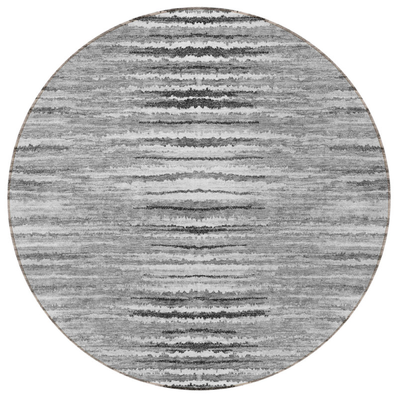 Tapis extérieur lavable rayé gris anthracite et gris anthracite 8 pi