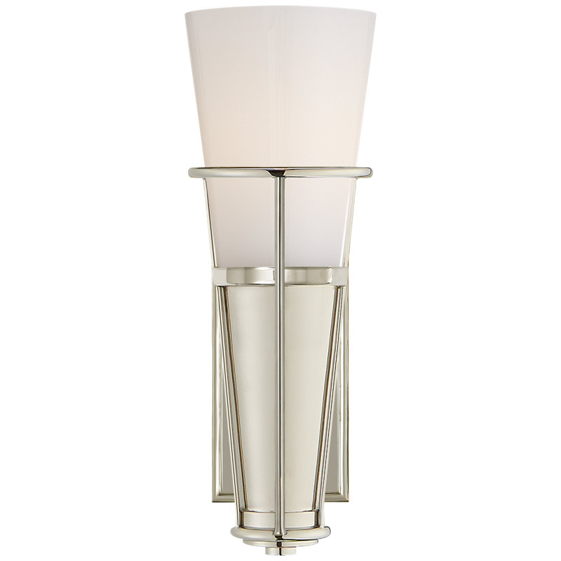 Thomas O'Brien Robinson Single Sconce, White, Polished Nickel