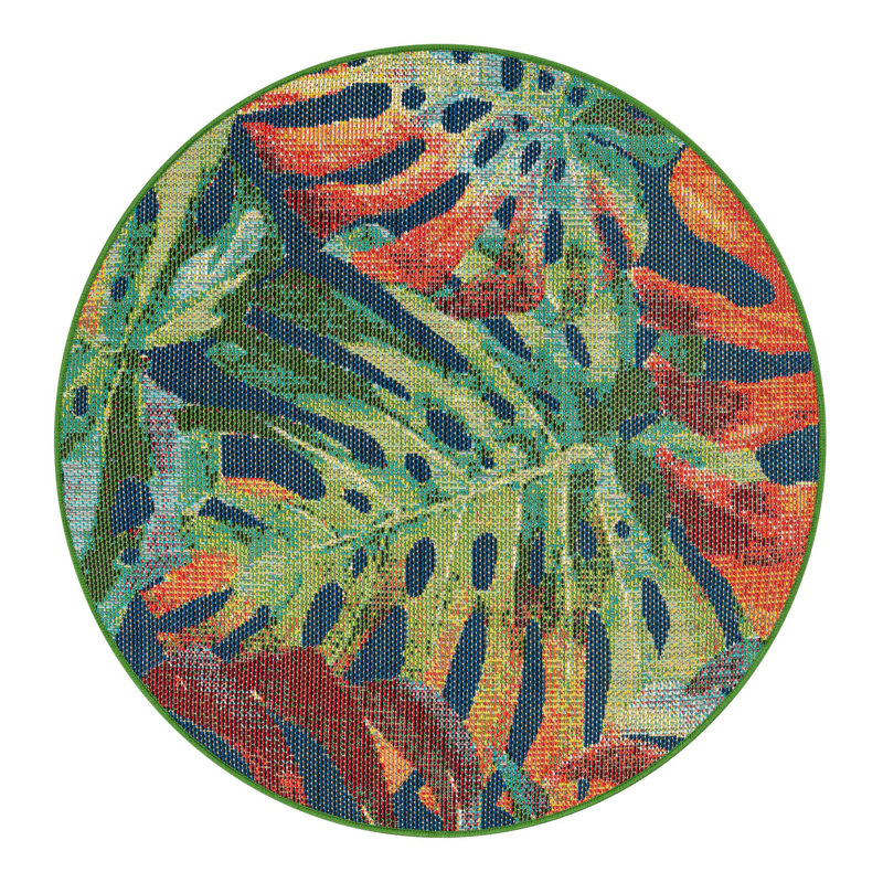 Floral Indoor / Outdoor Rug, Round 4'1"