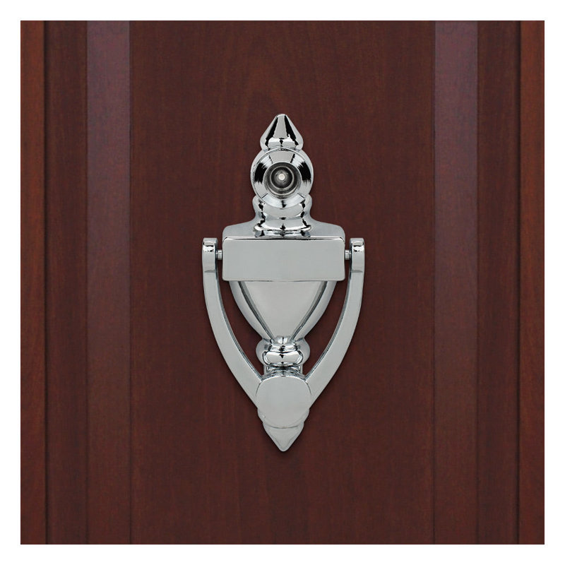 Heurtoir de porte haute avec visionneuse 220 degrés, H 4 po x l 1,75 po x P 0,63 po, Chrome