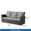 Canapé de patio 67,7 po en osier 3 places avec coussins gris épais et structure noire-129473101