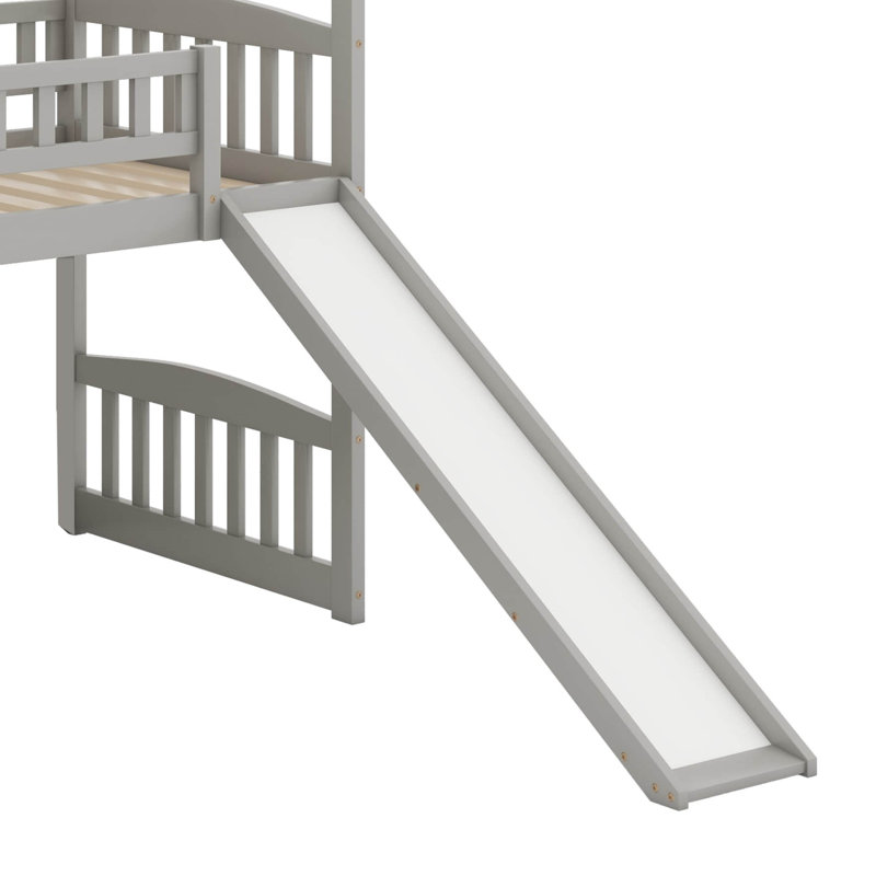 Twin Loft Bed With Slide, Gray