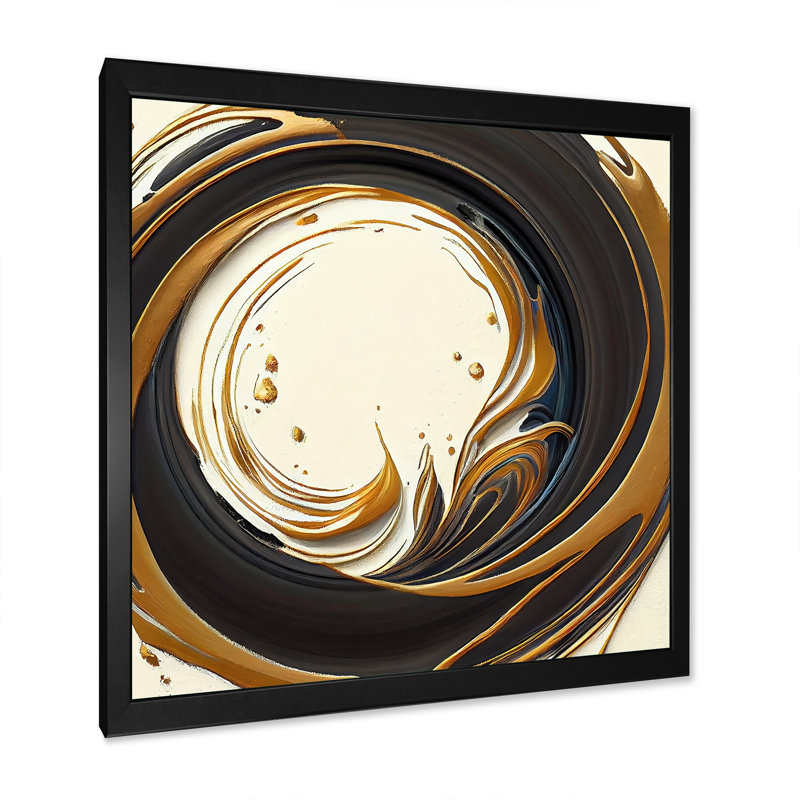 Gold Glamour Circle 1 I - Impression sur toile, Cadre photo noir, H 16 po x l 16 po x P 1 po