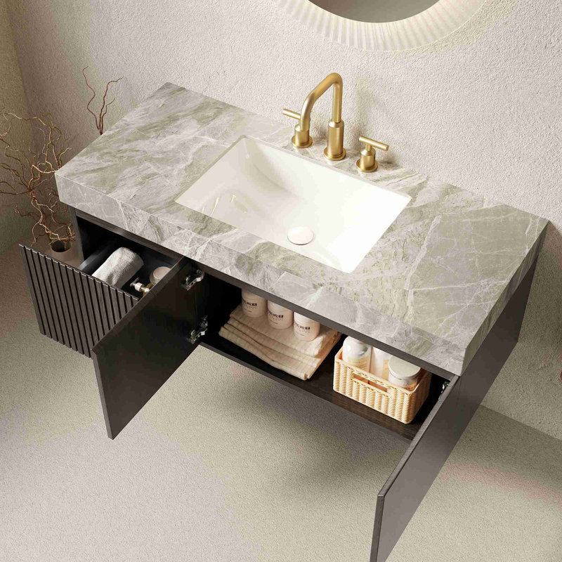 Meuble-lavabo mural, Espresso, Gris clair