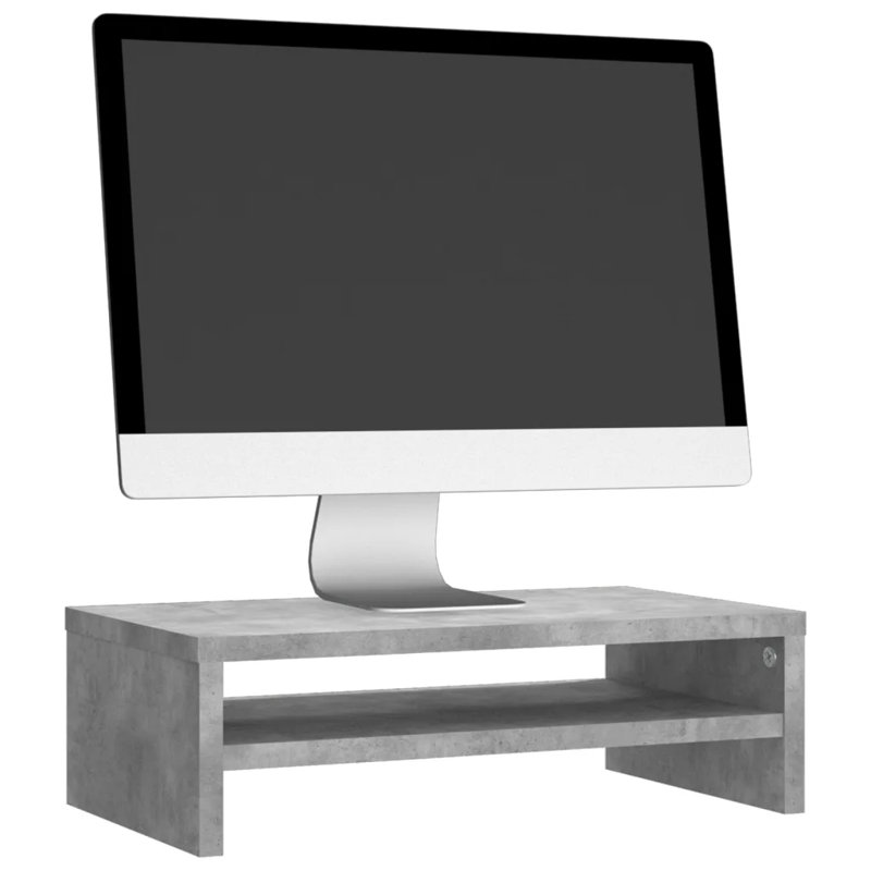 Goddard Wood Monitor Stand, Concrete Grey